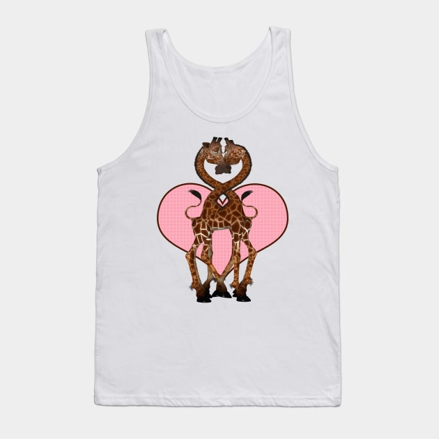 Love Heart Giraffes With Necks Entwined Tank Top by Ricaso